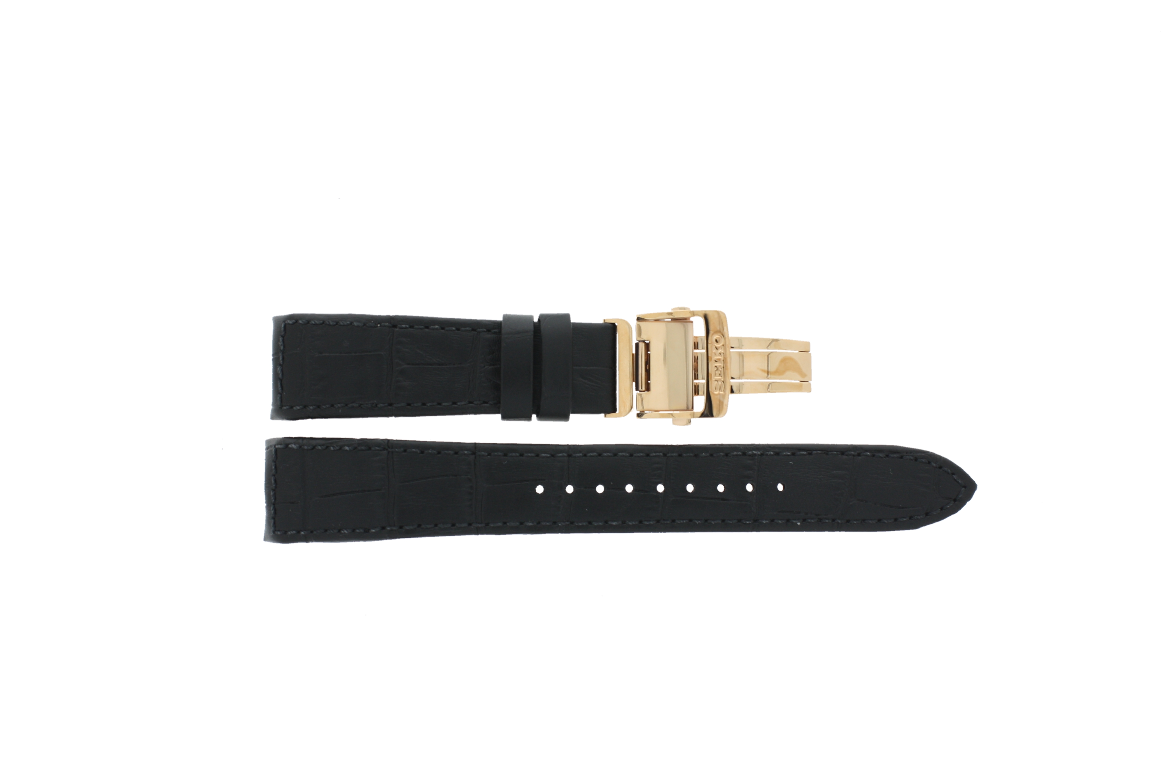 Horlogeband Seiko 7D56-0AA0 / SNP036JC / SNP036P1 Leder Zwart 21mm afbeelding