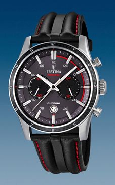 Horlogeband Festina F16874-3 / F16874-4 Leder Zwart afbeelding