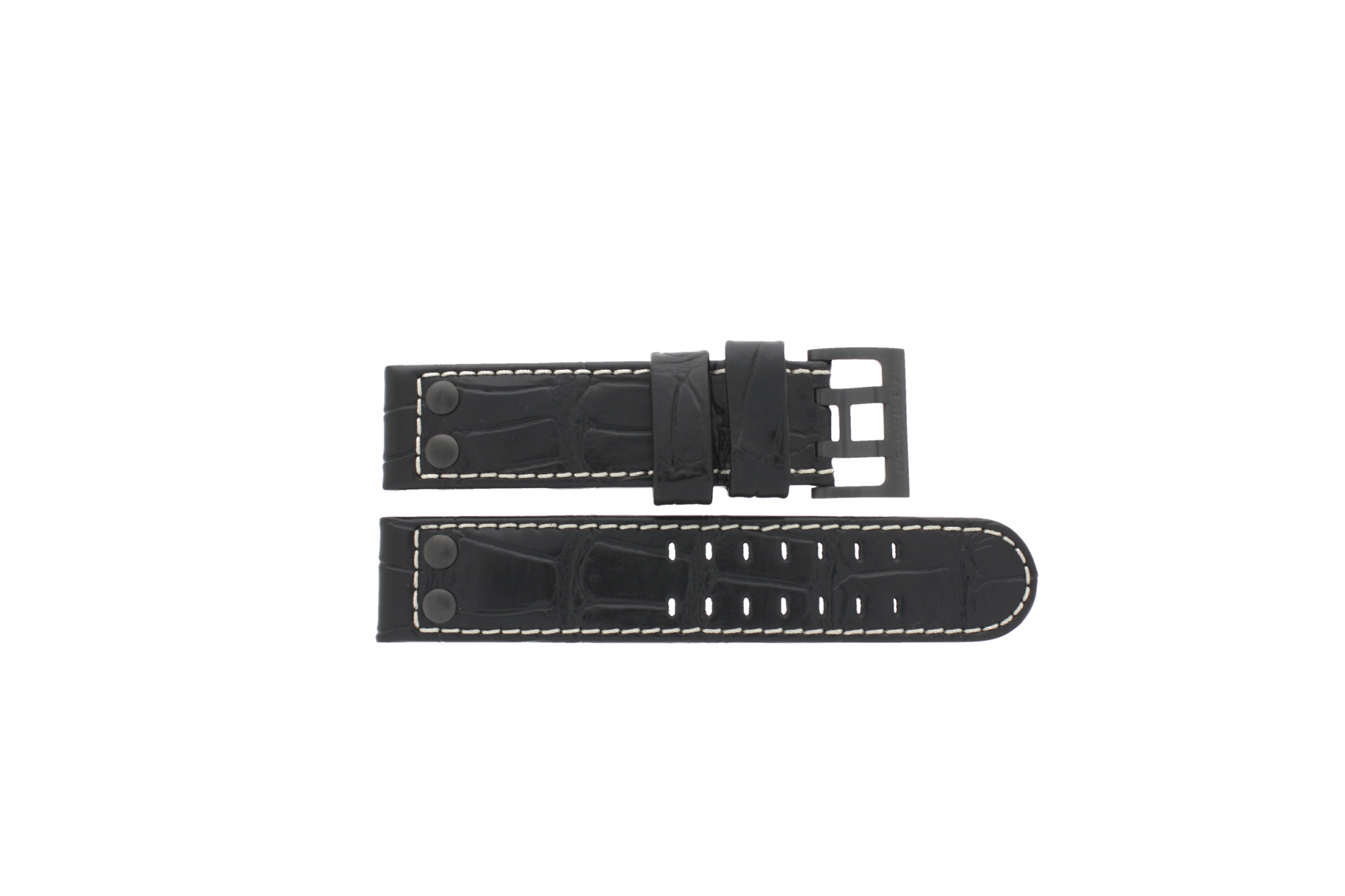 Horlogeband Hamilton H001.64.785.835.01 / H64785835 / H690647100 Leder Zwart 22mm afbeelding