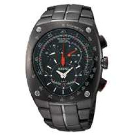 Seiko horlogeband SNL029J1 / 7L22 0AD0 Staal Zwart 15mm