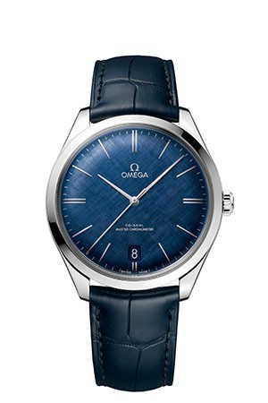 Horlogeband Omega 43513402103001 / TRESOR II / LONDON Krokodillenleer Blauw 20mm