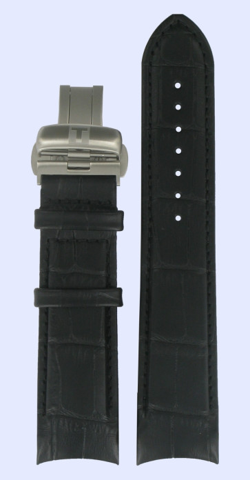 Horlogeband Tissot T0354281605100A / T600041201 Leder Zwart 22mm