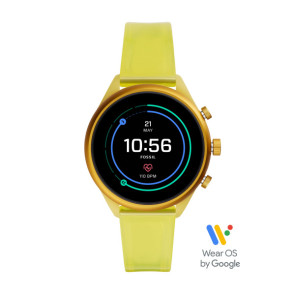 Horlogeband Smartwatch Fossil FTW6060 Silicoon Geel 18mm